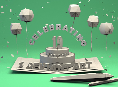 DeviantArt 19th Birthday Key Art WIPs 3d branding cinema4d design deviantart illustration