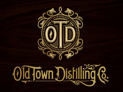 Old Town Distilling Co. logo branding classy design distillery floral gold logo luxury mark