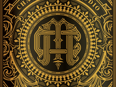 New studio BC's black branding business card card circle detail foil gold monogram new ornate pattern