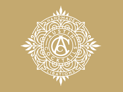 A.C. secondary badge alcohol badge circle leaf lines monogram organic seal texas