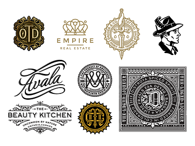 Logo Lounge 9 Book badge crest face film logo mark monogram ornate script seal snake type