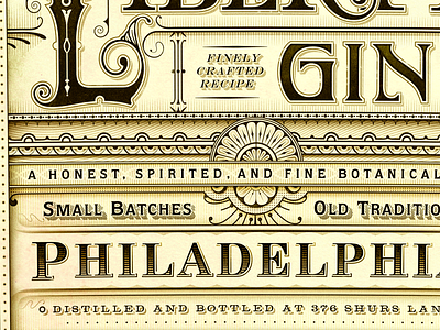 Liberty Gin peek design gin label liberty liquor old ornate as hell packaging philadelphia spirit typography vintage