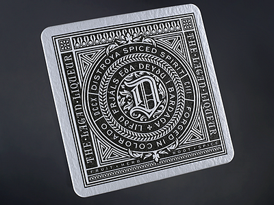 Distroya Spiced Spirit 'The Big D' design badge bookplate branding design letter press lock up nordic ornate print seal stamp