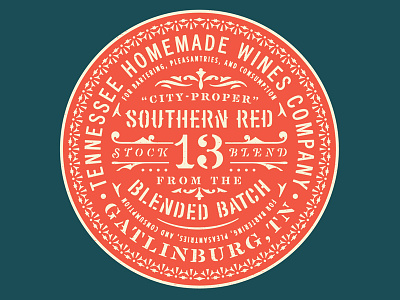 Southern Red badge detail label southern stencil type wine