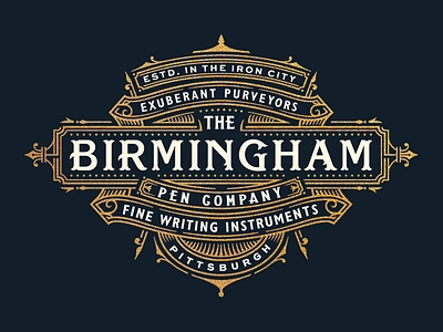 Birmingham Pen Company branding crest lettering logo luxury navy pen royal