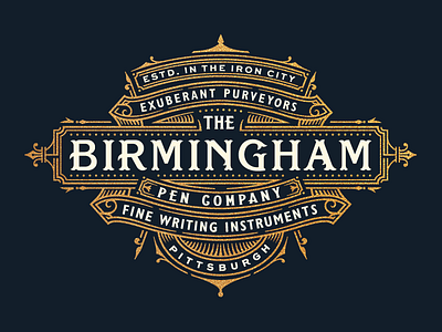 Birmingham Pen Company branding crest lettering logo luxury navy pen royal