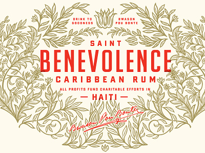 Benevolence Rum condensed design floral haiti label ornate packaging rum type