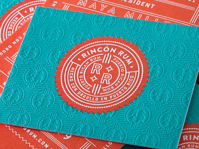 Rincon Rum business cards badge brand business card letterpress logo mid century pattern