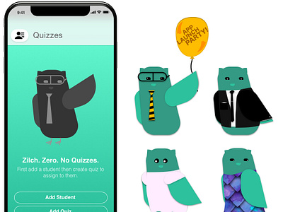 Quizzem App Design & Mascot app design illustration ui ux vector