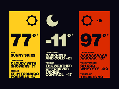 brutal weather app bold bold color branding brutalism fun graphic design iconography illustration mobile app product design product designs text typography ui ui design ui ux ux weather weather app