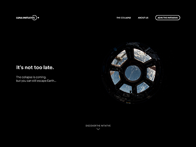 Luna Initiative Landing Page - #DailyUI 003 003 daily ui dailyui escape earth evacuation landing page moon space splash page splashpage ui website