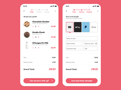 O'Hungee Cookie Delivery - Checkout Flow checkout checkout flow checkout form checkout page confirmation page cookie delivery figma ohungee ux ux ui visual design