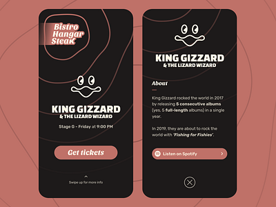 Bistro Hangar Steak Music Festival App bistro hangar steak challenge daily daily challenge dailyui event event app festival fun music music app music festival ui ui ux design ux