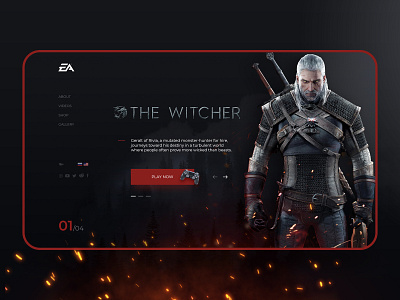 The Witcher Main Screen Game Concept banner banner design concept dark game geralt illustration mainpage promo screen thewitcher ui webdesign