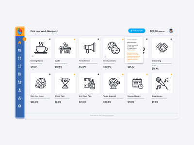 Pick Your Send Screen budget colleagues gift meeting money pick your send platform portal screen send send a gift