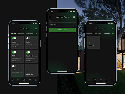 Electricity Saver iOS App add app dark theme dashboard design devices eco electricity saver homepage illustration ios money save money ui