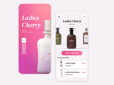 Ladies Woman Shop with Cosmetics concept cosmetics homepage illustration ladies mobile app product detail product item shampoo shop woman