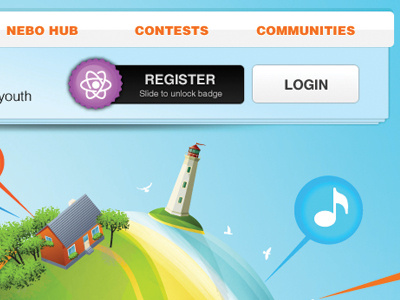 Nebo badge bar button css game html menu microsite portal register ui website