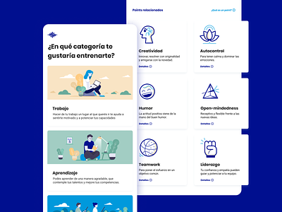 Brainpoints Mobile App - Training Categories app argentina design design sprint illustration indicius learning meditation productivity prototype training ui ux wellness