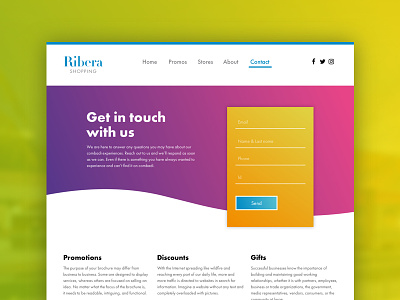 Ribera Shopping contact design page shopping site ui ux web website website interface