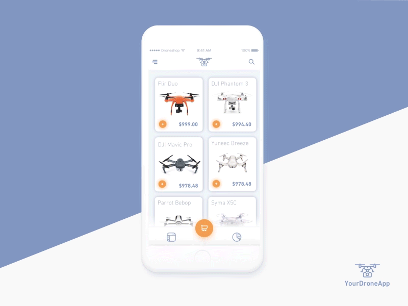 YourDroneApp animation app drone ios principle shop shopping app ui ux
