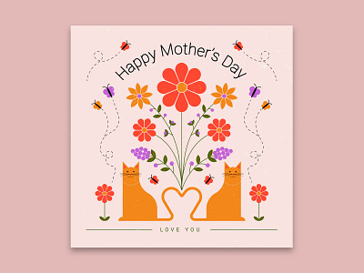 Mother's Day Card butterfly card cat design floral flowers graphic design graphicart illustration illustrations illustrator lineart linework mothersday stationery stationery design symmetrical symmetry vector vectorart