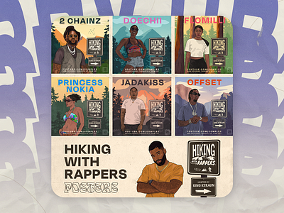 Hiking With Rappers Posters animation art artist branding design drawing illustration logo ui vector