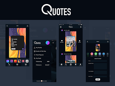 Quotes App Concept UI Design | Part I animation art branding design icon illustration logo ui vector web