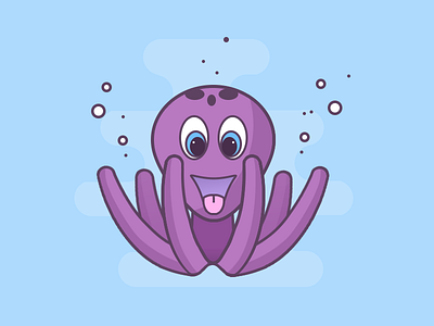 Silly Octopus happy illustration line art simple