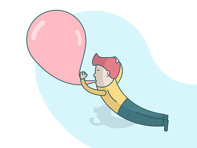 Bubble Gum Balloon Ride balloons bubble gum floating illustration line art