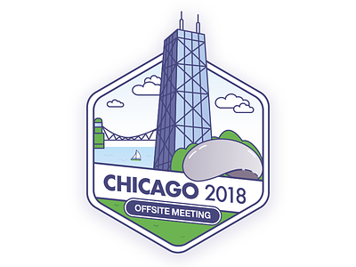 Chicago Company Offsite Badge badge chicago city company offsite illustration line art merit sticker vector