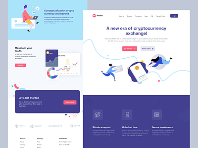 Landing Shot bitcoin business call to action crypto cta currency design digital features home homepage illustration indigo iran landing page onboarding red testimonial ui web