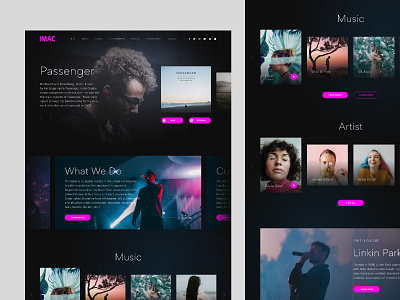 IMAC Entertainment Homepage branding design minimal music ui ux web