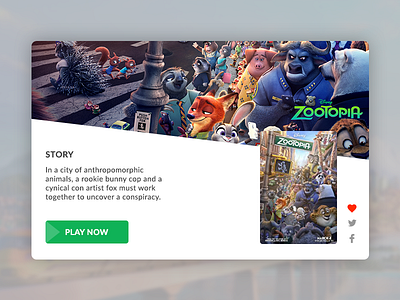 Zootopia - Movie Modal - DailyUI #008 design interface modal movie photoshop play ui zootopia