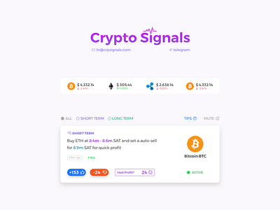 UI Design for Currency signals. bitcoin crypto currency design flat ui ui design ux