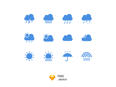 Simple Climate IconSet [Free Sketch] clean climate cloud download free icon set icons rainy sketch sunny vector whether