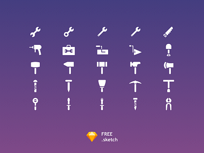 25 Tools Icon Set [Free Sketch]