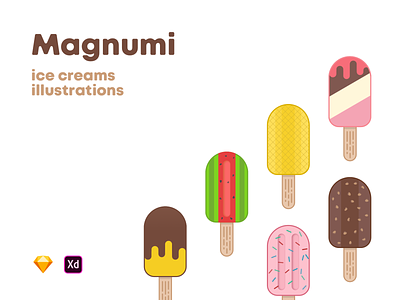 Magnumi ice creams illustrations [Free] cold design free freebies ice ice cream magnum summer