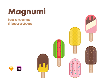 Magnumi ice creams illustrations [Free]