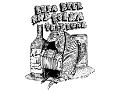 Buda Beer and Polka Festival animal armadillo shirt design