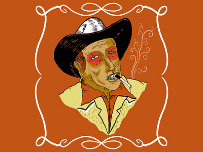 Funny smelling cigarettes cowboy illustration smoking