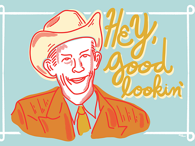 Hank Williams country music hank williams illustration lettering post card vintage