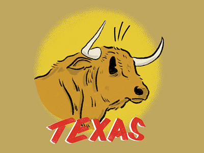 Texas Bull animal bull illustration procreate retro vintage