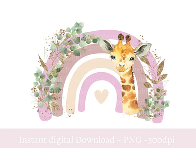 Pink Giraffe Rainbow PNG, Cute Giraffe Clipart 3d animation app branding design graphic design illustration logo ui vector