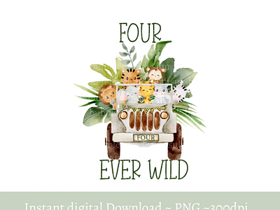 Four Ever Wild Safari Animals Truck PNG 3d animation app branding design graphic design illustration logo ui vector