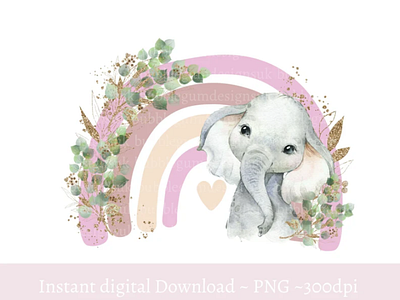 Pink Elephant Rainbow PNG, Cute Elephant Clipart 3d animation app branding design graphic design illustration logo ui vector