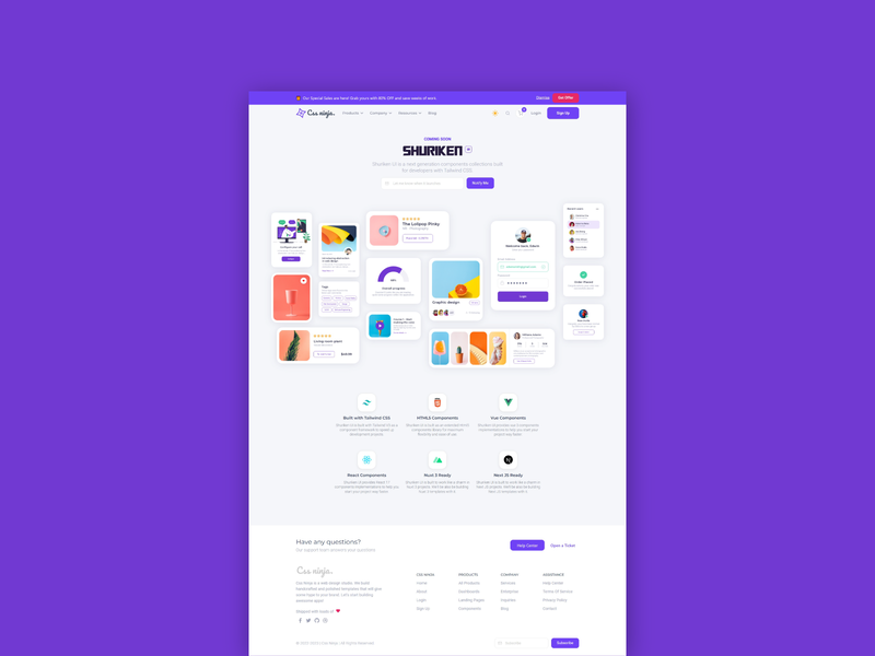 Shuriken UI - Coming Soon Landing Page clean cssninja design illustration landing page modern shuriken ui tailwind tailwindcss ui