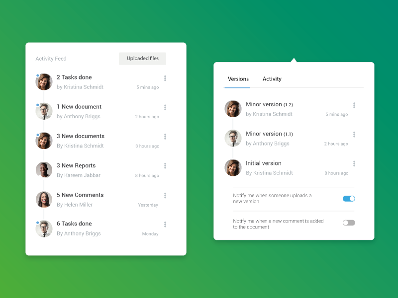 Widget Exploration panel ui avatars widgets