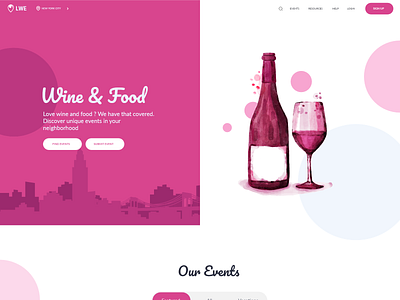 Events Landing Page bulma colorful events food landing page modern wine