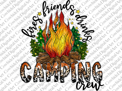 Fires Friends Drinks Camping Crew PNG